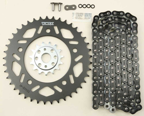 VORTEX CK6375 Vortex Sprocket/Chain Kit Stl/Stl 15/41T Sil Rx3 520-114L Blk Ck6375