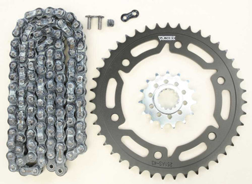 VORTEX CK6341 Vortex Sprocket/Chain Kit Stl/Stl 15/43T Sil Rx3 520-114L Blk Ck6341