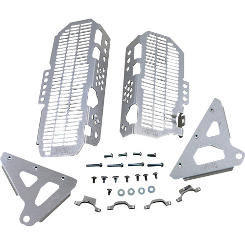 Devol Radiator Guards - Brushed Aluminum - Kawasaki 0101-2512