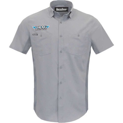 THROTTLE THREADS DRG31ST26GY4X Throttle Threads Drag Specialties Vented Shop Shirt - Gray - 4Xl Drg31St26Gy4X