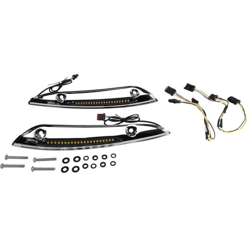 CUSTOM DYNAMICS CDRGSWTAW2C Custom Dynamics Windshield Trim - Sequential Turn Signal - Chrome Cd-Rg-Swt-Aw2-C