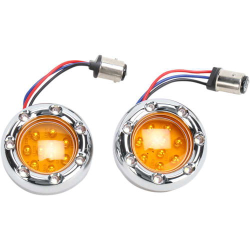 ARLEN NESS 12757 Arlen Ness Led Light Kit For Factory Turn Signal Housing - Amber/White - Chrome 12-757