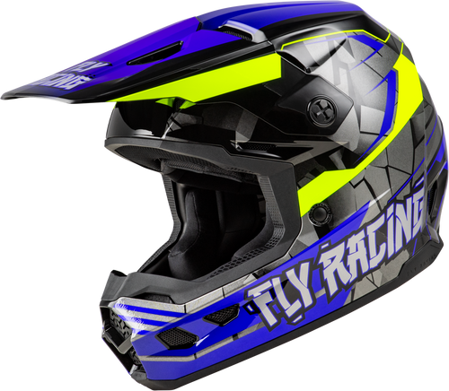 Fly Racing Youth Kinetic Scorched Helmet Blue/Grey/Hi-Vis Yl A0030629Yl
