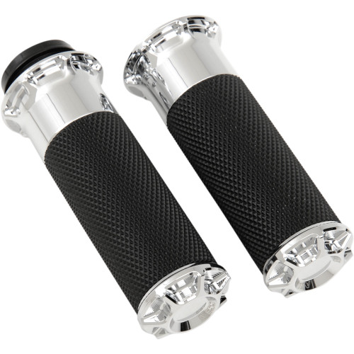 Arlen Ness Grips - Beveled - Tbw - Chrome 07-328