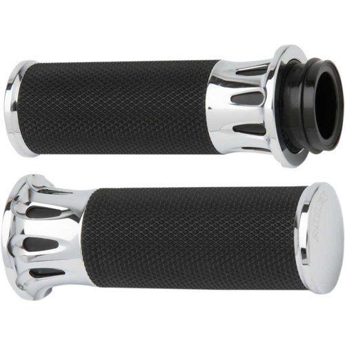 ARLEN NESS 07316 Arlen Ness Grips - Deep Cut - Cable - Chrome 07-316