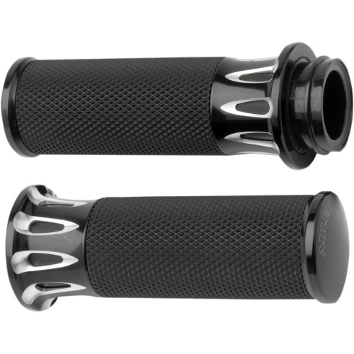 Arlen Ness Grips - Deep Cut - Tbw - Black 07-319
