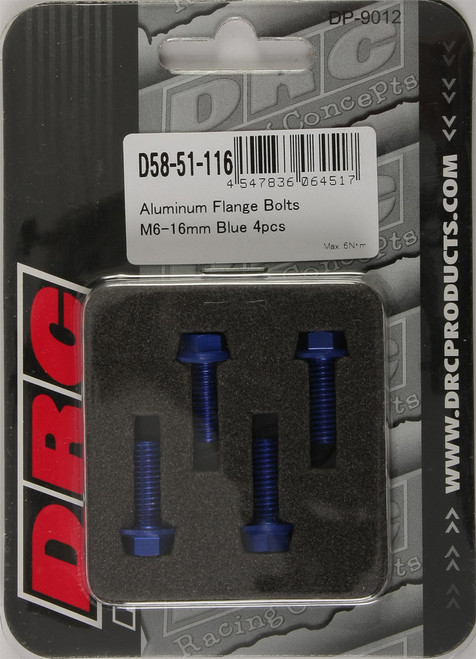Drc Aluminum Flange Bolts Blue M6X16Mm 4/Pk D58-51-116