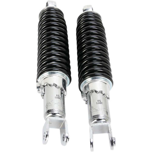 EMGO 1705696 Emgo Custom Shorty Shocks With Shroud - Chrome Body/Black Spring Finish - Clevis Lowering 17-05696