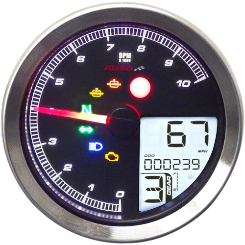 Koso North America Tnt-04 Multifunction Meter - Silver Bezel - 3.30" Diameter X 2.19" D Ba051401 Koso North America Tnt-04 Multifunction Meter - Silver Bezel - 3.30" Diameter X 2.19" D Ba051401