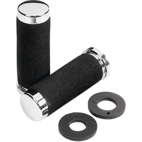 Parts Unlimited Grips - Foam - 1" - 130 Mm - Chrome