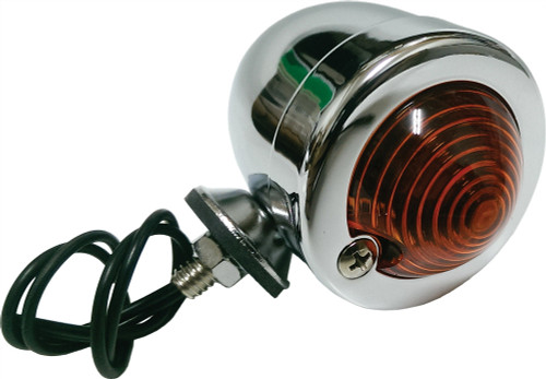 Harddrive Bullet Marker Light Chrome Amber Lens Dual Filament 28005