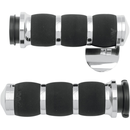 Avon Grips 3-Ring Air Cushioned Grips - Tbw - Throttle Boss - Chrome Air-90-Ch-Fly-B