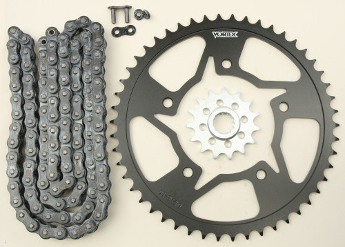 Vortex Sprocket/Chain Kit Stl/Stl 15/50T Sil Sx3 520-116L Blk Ck6321