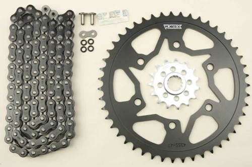 VORTEX CK6316 Vortex Sprocket/Chain Kit Stl/Stl 15/47T Sil Sx3 520-114L Blk Ck6316