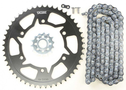 VORTEX CK6266 Vortex Sprocket/Chain Kit Stl/Stl 14/49T Sil Sx3 520-108L Blk Ck6266