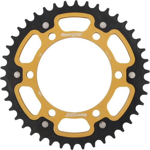 Supersprox Rear Stealth Sprocket Alu/Stl 42T-520 Gld Hon/Kaw Rst-486-42-Gld