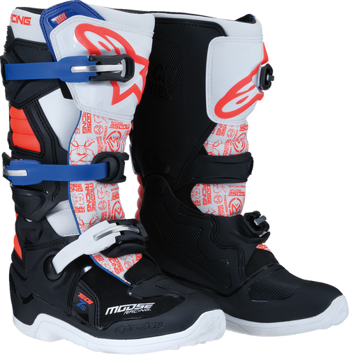 MOOSE RACING 021502412977 Moose Racing Youth Tech 7S Boots - Black/White/Red/Blue - Us 7 0215024-1297-7