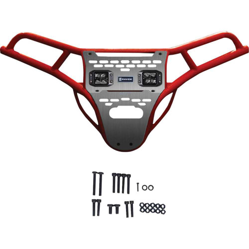 RAVEK 64-317RDL Ravek Front Bumper/Skid Plate With White Lights - Red - Rzr Xp 1000 64-317Rdl