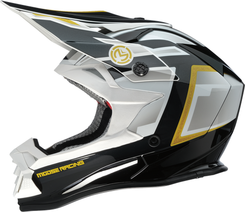 MOOSE OFFROAD 0110-8929 Moose Offroad Helmet Mr3 F.A.F. Black/White/Gold Md 0110-8929