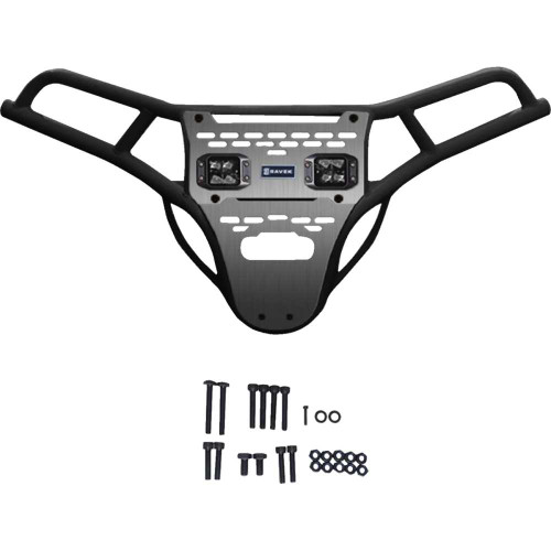 RAVEK 64-317BKL Ravek Front Bumper/Skid Plate With White Lights - Black - Rzr Xp 1000 64-317Bkl