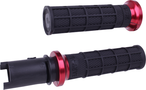 ODI V31HTC-BB-R Odi Grips Lock On Hart Luck Waffle Hd Cvo Blk/Blk/Red V31Htc-Bb-R