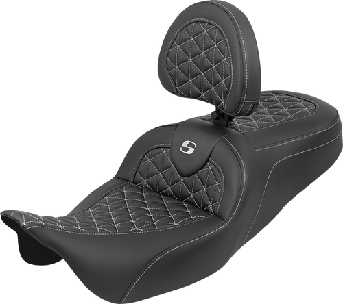SADDLEMEN 808-07B-210B6 Saddlemen Seat Roadsofa Tri Gripper W/White Stitch 808-07B-210B6