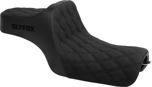 Slyfox Seat Highnoon 2Up Black Logo Dd Slip Stop Sportster 2004-22 4709C-Slyfox