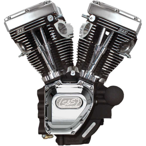 S&S CYCLE 3100883A T143 Long Block Engine - Wrinkle Black And Chrome - Dyna 310-0883A