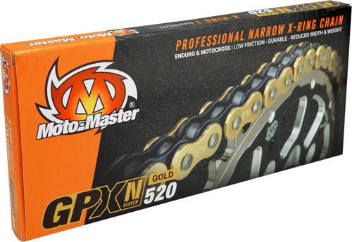 Moto-Master Mx Chain Gpxn-520G X-Ring, 120 Links, Gold 652007