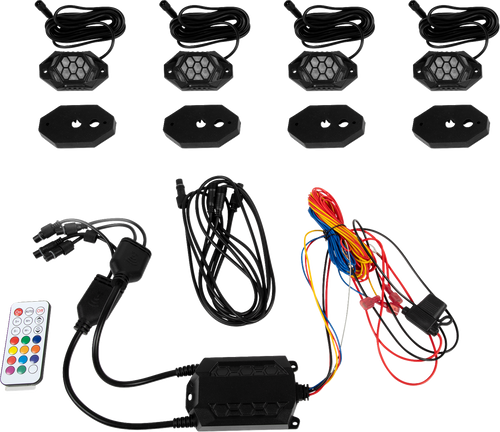 Moose Offroad Rocklghts Kt Rgb 4Pod Mse 100-3614-Pu