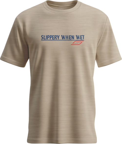 SLIPPERY Slippery Tee Slippery When Wet Desert Tan Heather Md