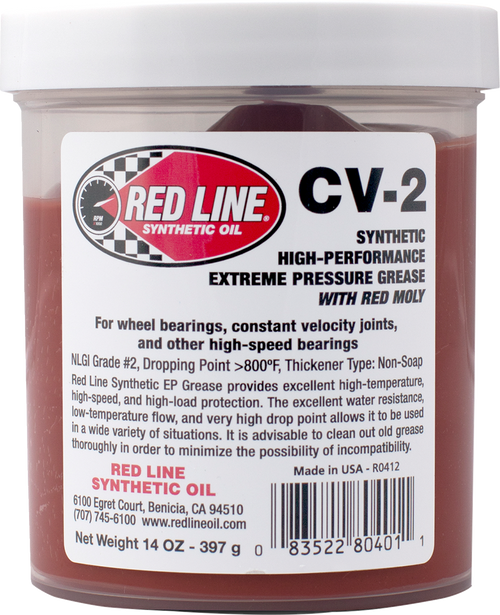 RED LINE SYNTHETIC OIL 80401 Red Line Synthetic Oil Cv-2 Grease With Moly - 14Oz Jar 80401