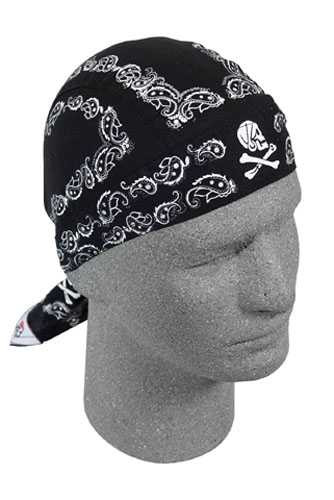 BOBSTER Z500 Bobster Flydanna; 100% Cotton Skull Paisley Black Z500