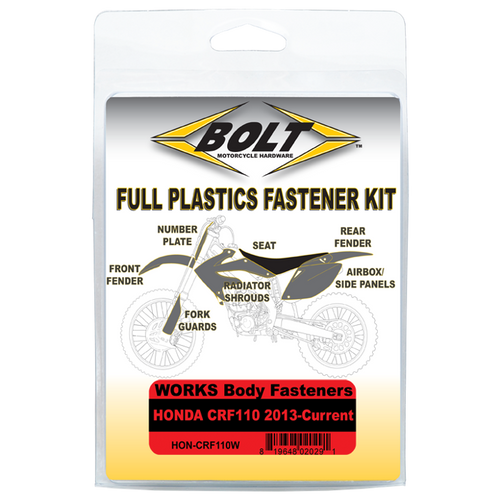 BOLT MOTORCYCLE ACCESSORIES HON-CRF110W Bolt Motorcycle Accessories Body Work Fastener Kit Hon Hon-Crf110W