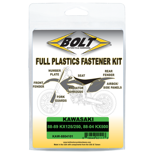 BOLT MOTORCYCLE ACCESSORIES KAW-8804101 Bolt Motorcycle Accessories Body Work Fastener Kit - Kaw Kaw-8804101