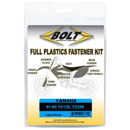 BOLT MOTORCYCLE ACCESSORIES YAM-9192102 Bolt Motorcycle Accessories Body Work Fastener Kit - Yam Yam-9192102