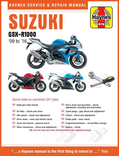 HAYNES MANUALS M6345 Haynes Manuals Suzuki Gsx-R1000 2009-2016 Haynes Manual M6345