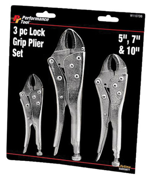Performance Tool 3Pc Lock Grip Pliers Set W1107Db