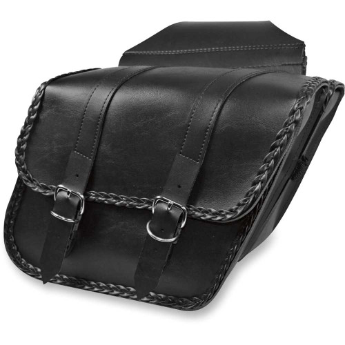 WILLIE & MAX LUGGAGE 5870720 Willie & Max Luggage Braided Slant Saddlebag - Black - Compact 58707-20
