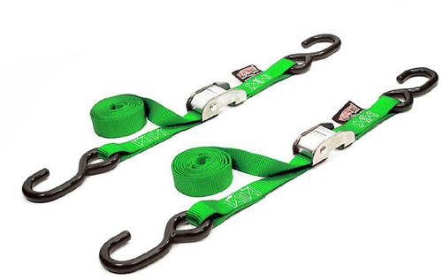 Powertye Tie-Down Cam S-Hook 1"X5.5' Green Pair 22265 Logo