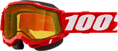 100% 50021-10011 100% Accuri 2 Snowmobile Goggle Red W/ Yellow Lens 50021-10011