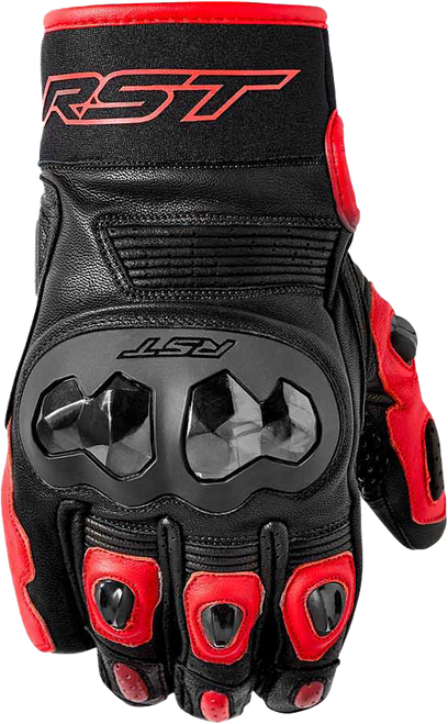 Rst 103668RED-10 Rst Freestyle 3 D3O Glove Black/Red Leather Lg 103668Red-10