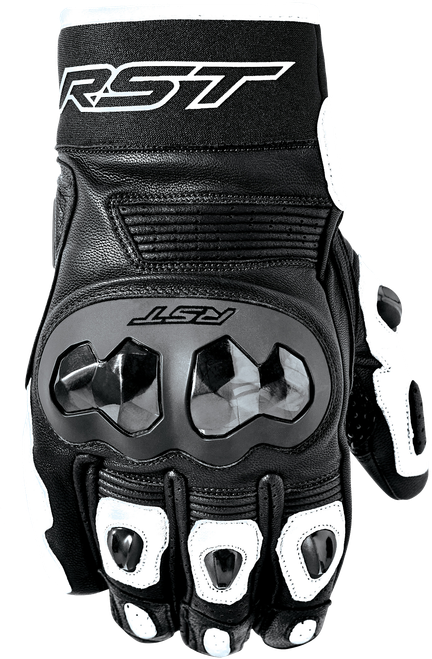 Rst 103668WHI-10 Rst Freestyle 3 D3O Glove Black/White Leather Lg 103668Whi-10