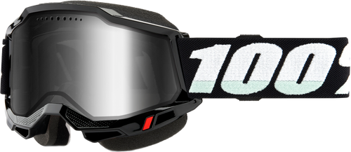 100% Accuri 2 Snowmobile Goggle Black W/ Silver Mirror Lens 50022-10008