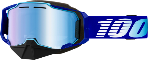 100% 50008-10008 100% Armega Snowmobile Goggle Blue W/ Blue Mirror Lens 50008-10008