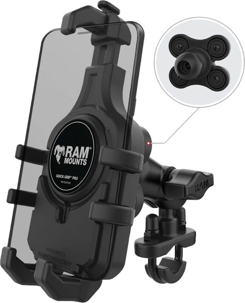 Ram RAM-B-149Z-A-PD5VU Ram Quick-Grip Pro Hbar Phn Mnt W/Vibe Safe Short Ram-B-149Z-A-Pd5Vu