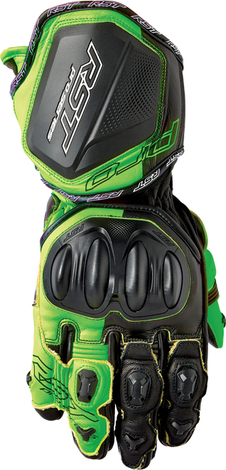 Rst 103715F.GRN-10 Rst Pro Series Gp D3O Gloves Black/Flo Green Leather Lg 103715F.Grn-10
