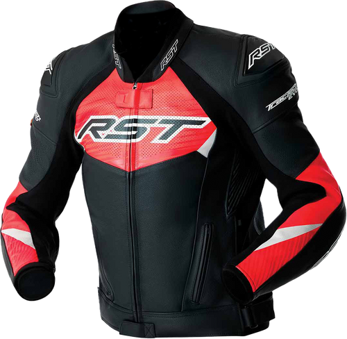 Rst 103635F.RED-42 Rst Tractech Evo D3O Jacket Blk/Flo Red Leather Md 103635F.Red-42