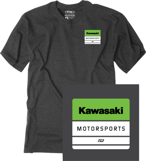 FACTORY EFFEX 29-87104 Factory Effex Tee Kawasaki Phase Heather Charcoal Lg 29-87104