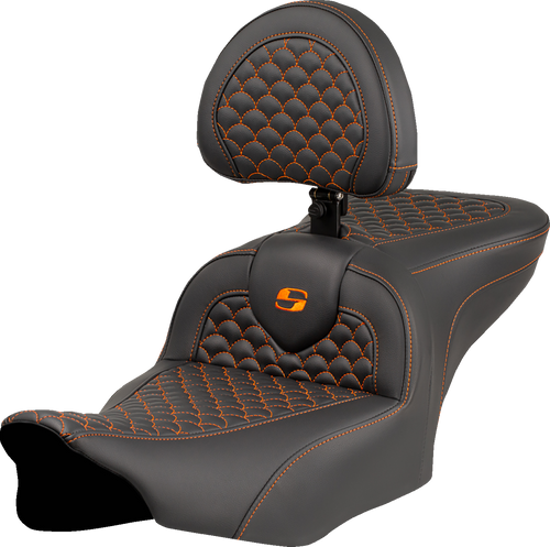 SADDLEMEN 823-07-208B3 Saddlemen Seat Roadsofa Dragon Orange Stitch W/ Driver Br 823-07-208B3